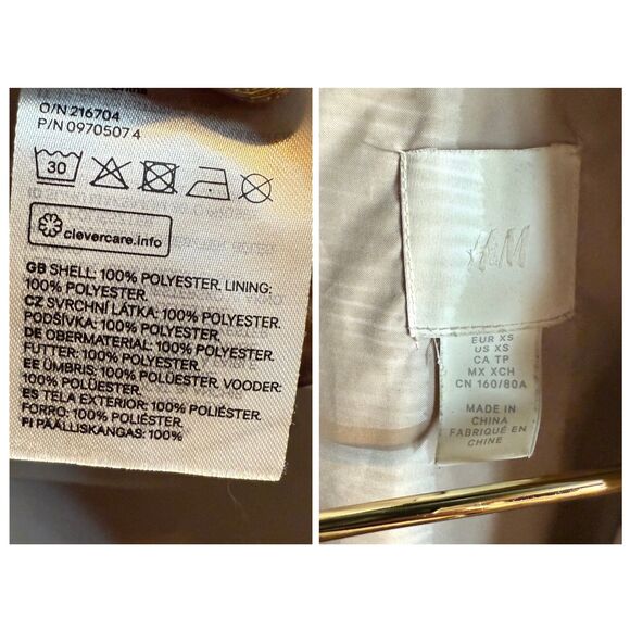 H&M Oversized Plaid Shacket Checkered Jacket Relaxed Fit Beige Plaid Women’s XS - Picture 7 of 9